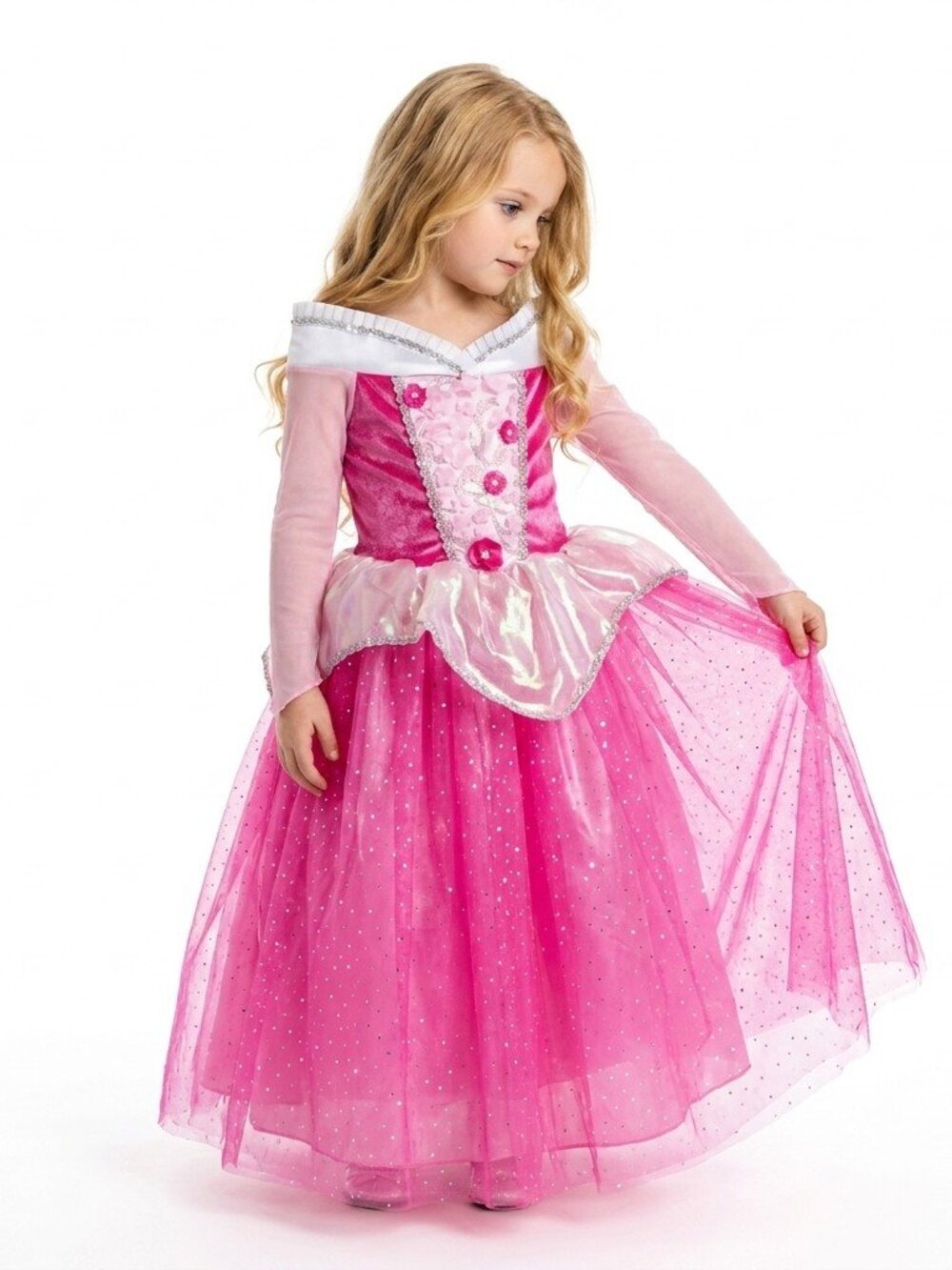 Sleeping Beauty Inspired Pink Princess Dress Stretch Top Sparkle Tulle Party